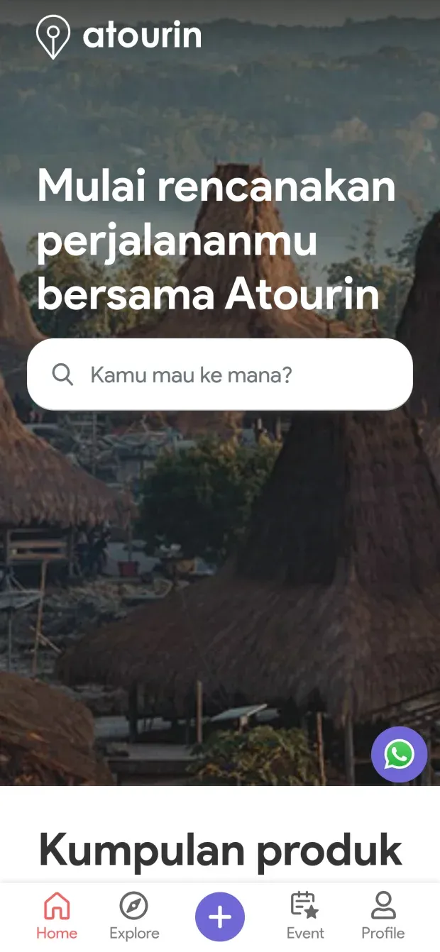 A screenshot of Atourin's website home screen on a small screen device.
